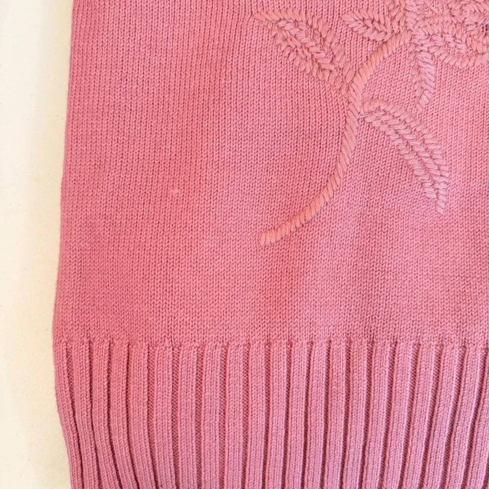 Haute Hippie Style Pink Floral Butterfly Embroidered Knit Sweater‎ Womens M Boho